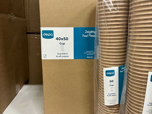 Partij depa cup 2oz/60ml kraft papier (9100x) - afbeelding 3 van  4