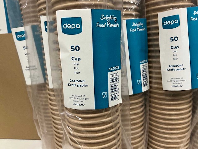 Partij depa cup 2oz/60ml kraft papier (9100x) - afbeelding 4 van  4