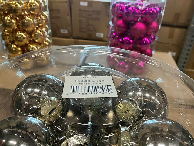 Partij diverse christmas glazen kerstballen 60mm 30/tube (78 tubes) - afbeelding 4 van  17