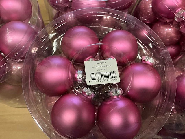 Partij diverse christmas glazen kerstballen 60mm 30/tube (78 tubes) - afbeelding 12 van  17