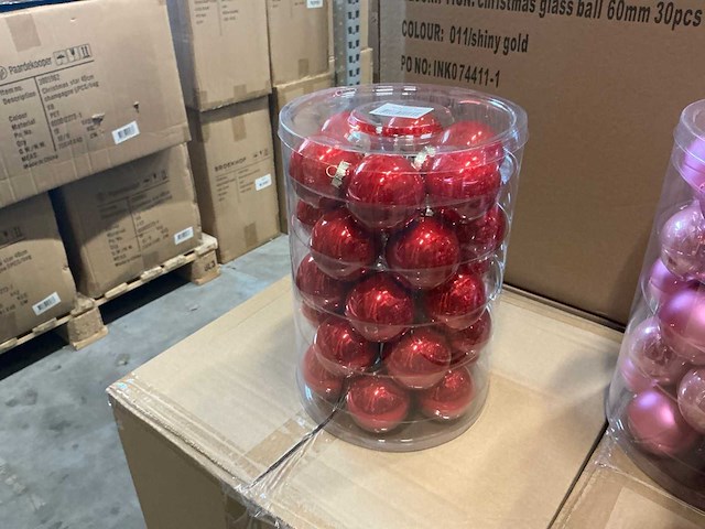 Partij diverse christmas glazen kerstballen 60mm 30/tube (78 tubes) - afbeelding 13 van  17