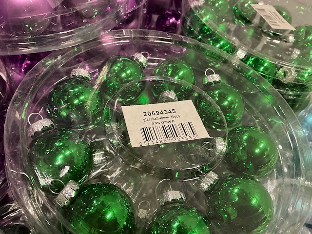 Partij diverse glassballs 40mm 36pcs/per tube (101 tubes) - afbeelding 3 van  19