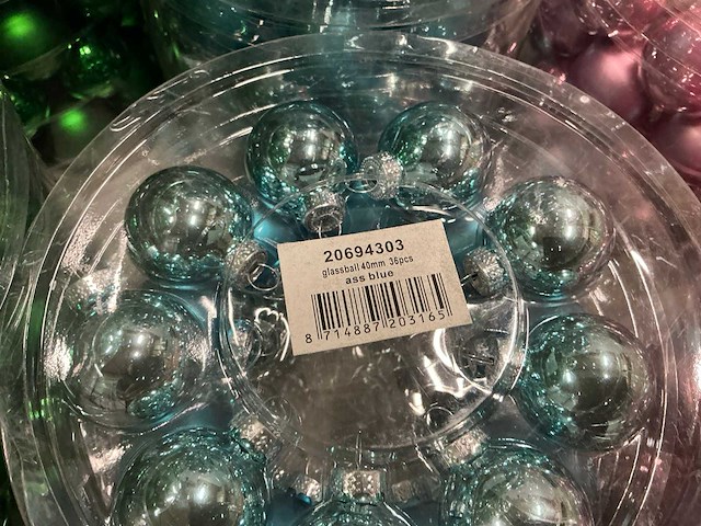 Partij diverse glassballs 40mm 36pcs/per tube (101 tubes) - afbeelding 5 van  19