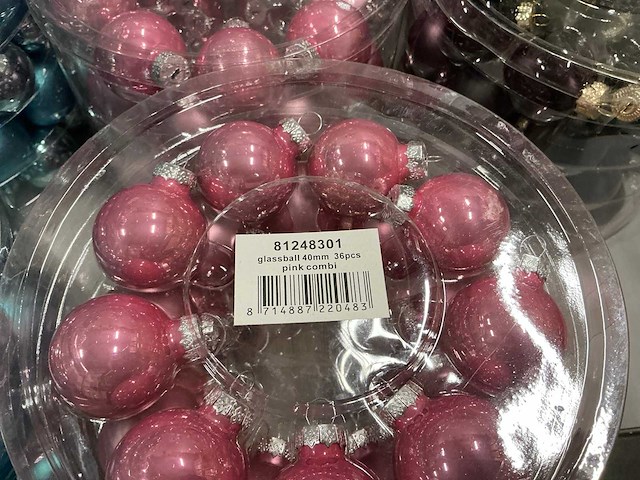 Partij diverse glassballs 40mm 36pcs/per tube (101 tubes) - afbeelding 6 van  19