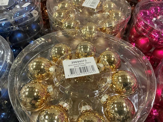Partij diverse glassballs 40mm 36pcs/per tube (101 tubes) - afbeelding 15 van  19