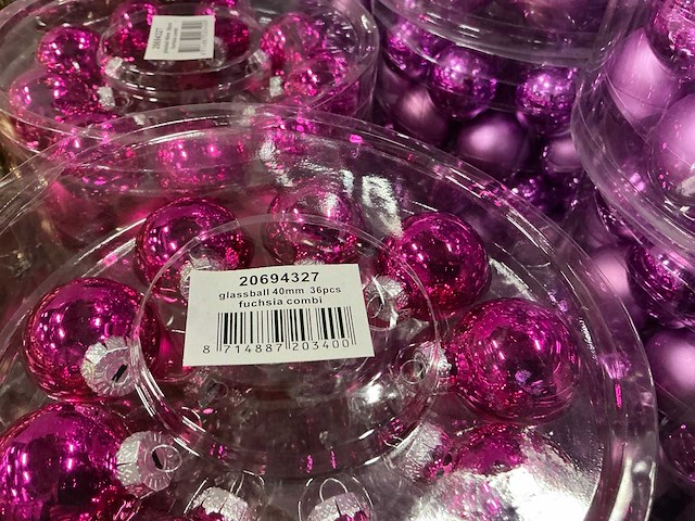 Partij diverse glassballs 40mm 36pcs/per tube (101 tubes) - afbeelding 16 van  19