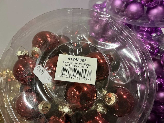 Partij diverse glassballs 40mm 36pcs/per tube (101 tubes) - afbeelding 18 van  19