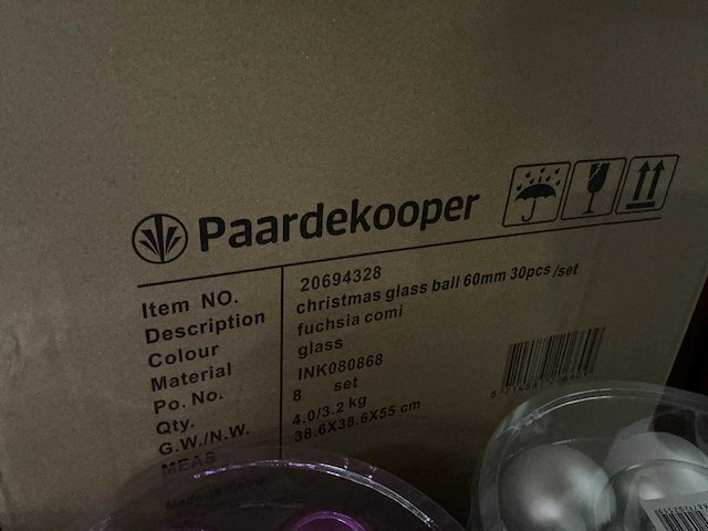 Partij diverse glazen kerstballen 30/tube (80 tubes) - afbeelding 8 van  13