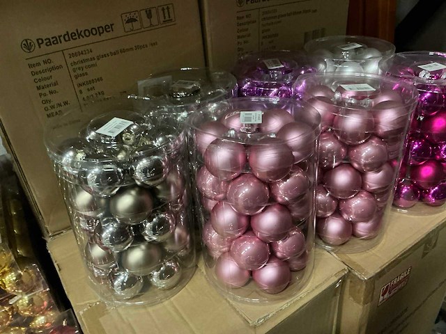 Partij diverse glazen kerstballen 30/tube (80 tubes) - afbeelding 10 van  13