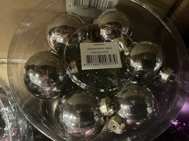 Partij diverse glazen kerstballen 30/tube (80 tubes) - afbeelding 13 van  13