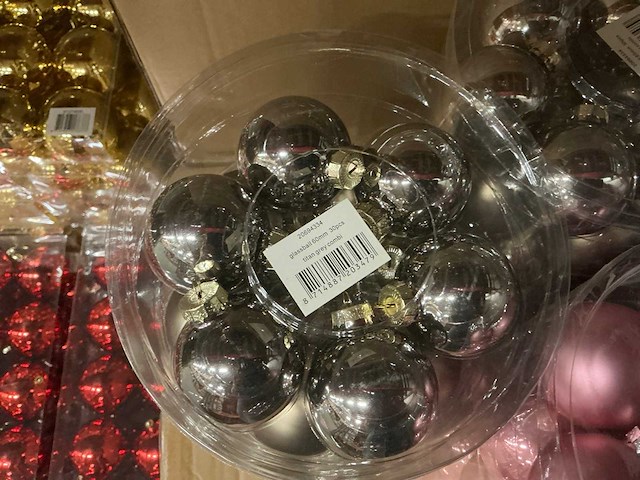 Partij diverse glazen kerstballen 30/tube (80 tubes) - afbeelding 11 van  11
