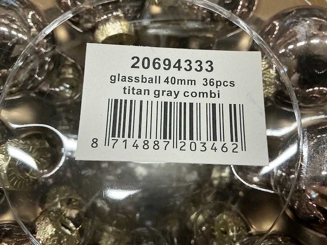 Partij diverse glazen kerstballen 36/tube (96 tubes) - afbeelding 2 van  12