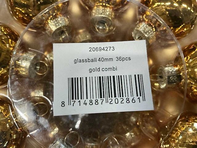 Partij diverse glazen kerstballen 36/tube (96 tubes) - afbeelding 11 van  12