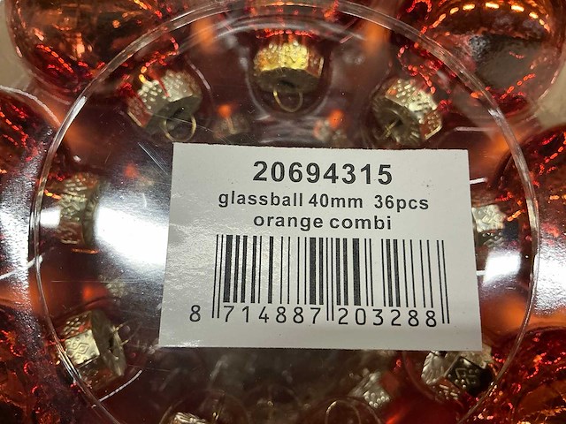 Partij diverse glazen kerstballen 36/tube (96 tubes) - afbeelding 3 van  11