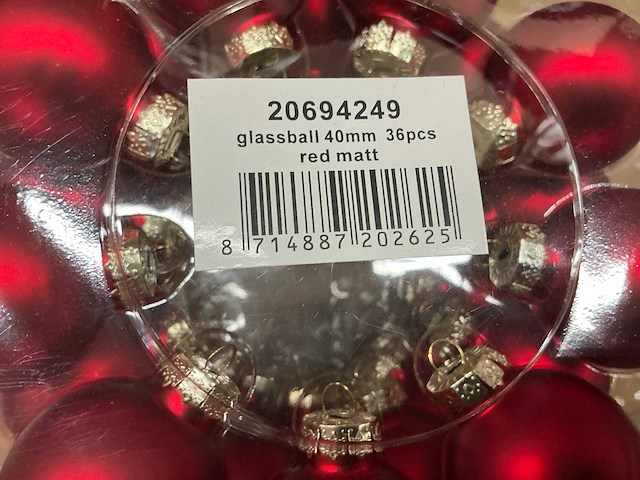 Partij diverse glazen kerstballen 36/tube (96 tubes) - afbeelding 4 van  11