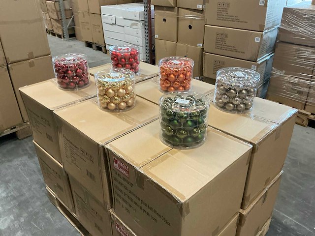 Partij diverse glazen kerstballen 36/tube (96 tubes) - afbeelding 1 van  11