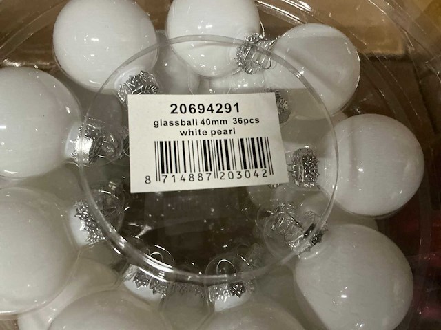 Partij diverse glazen kerstballen 40mm 36/tube (72 tubes) - afbeelding 6 van  8