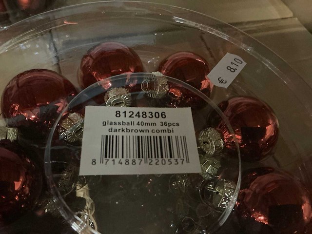 Partij diverse glazen kerstballen 40mm 36/tube (72 tubes) - afbeelding 8 van  8