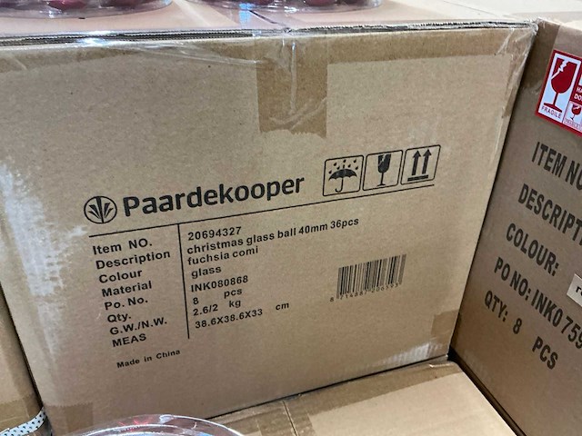 Partij diverse glazen kerstballen 40mm 36/tube (80 tubes) - afbeelding 6 van  7