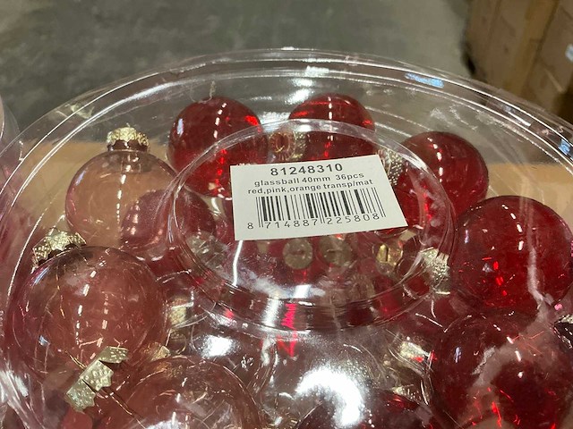 Partij diverse glazen kerstballen 40mm 36/tube (80 tubes) - afbeelding 3 van  7
