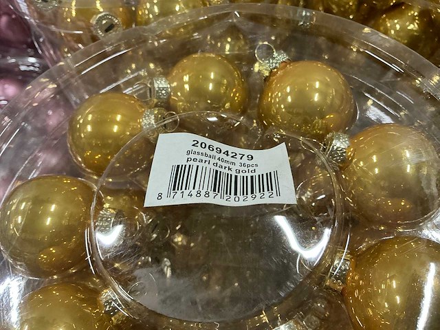 Partij diverse glazen kerstballen 40mm 36/tube (92 tubes) - afbeelding 10 van  11