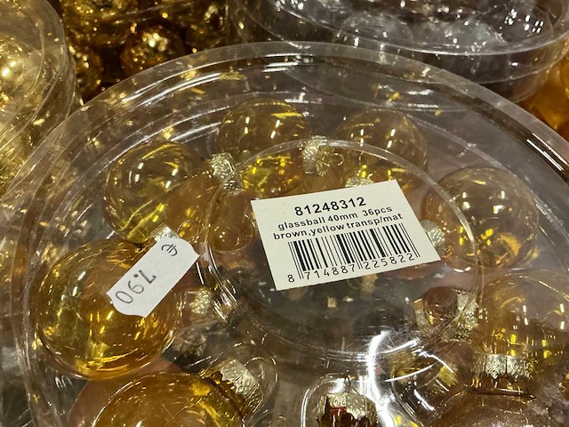 Partij diverse glazen kerstballen 40mm 36/tube (92 tubes) - afbeelding 3 van  12