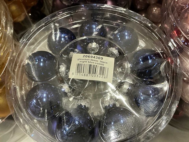 Partij diverse glazen kerstballen 40mm 36/tube (92 tubes) - afbeelding 4 van  12