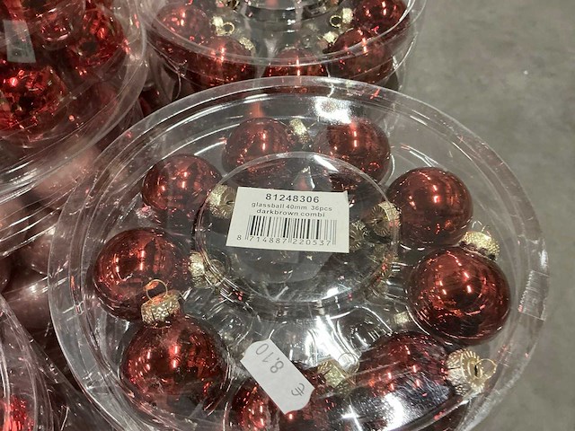 Partij diverse glazen kerstballen 40mm 36/tube (92 tubes) - afbeelding 7 van  12