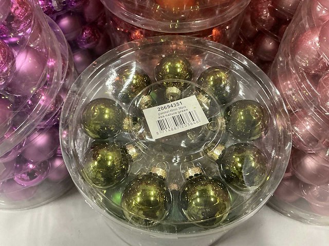 Partij diverse glazen kerstballen 40mm 36/tube (92 tubes) - afbeelding 10 van  12