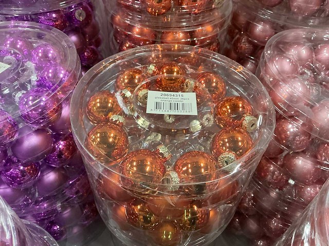 Partij diverse glazen kerstballen 40mm 36/tube (92 tubes) - afbeelding 11 van  12