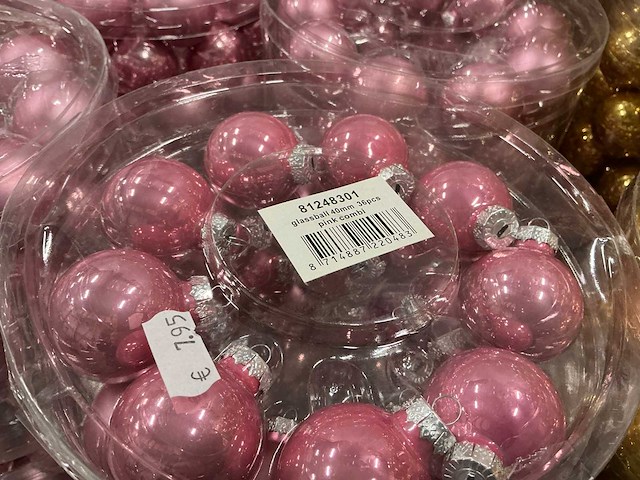 Partij diverse glazen kerstballen 40mm 36/tube (92 tubes) - afbeelding 14 van  16