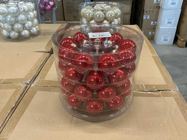 Partij diverse glazen kerstballen 40mm 36/tube (96 tubes) - afbeelding 2 van  17