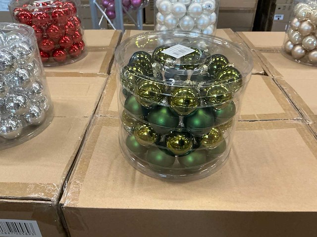 Partij diverse glazen kerstballen 40mm 36/tube (96 tubes) - afbeelding 4 van  17