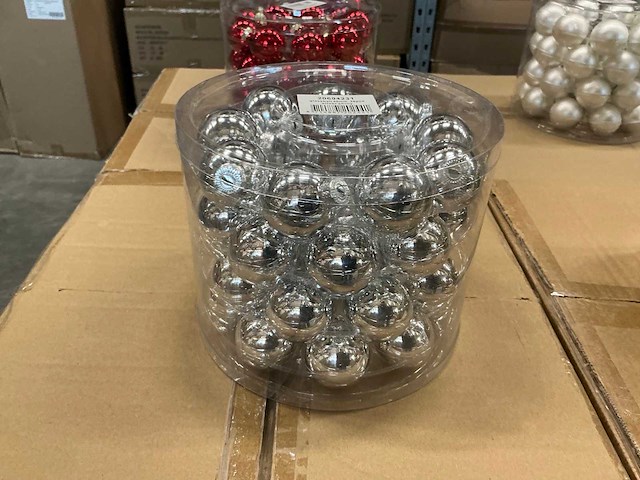 Partij diverse glazen kerstballen 40mm 36/tube (96 tubes) - afbeelding 6 van  17