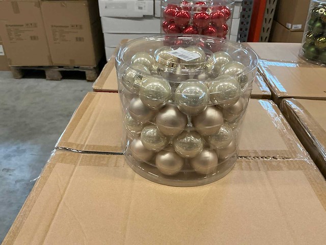 Partij diverse glazen kerstballen 40mm 36/tube (96 tubes) - afbeelding 15 van  17