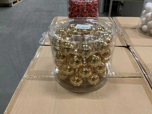 Partij diverse glazen kerstballen 40mm 36/tube (96 tubes) - afbeelding 2 van  16