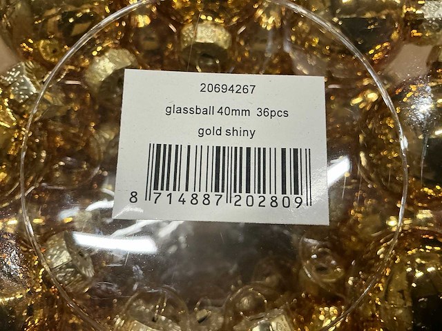 Partij diverse glazen kerstballen 40mm 36/tube (96 tubes) - afbeelding 3 van  16