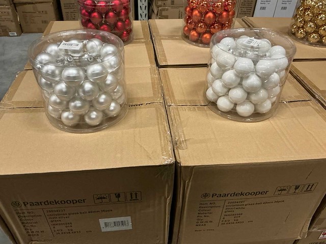 Partij diverse glazen kerstballen 40mm 36/tube (96 tubes) - afbeelding 4 van  16