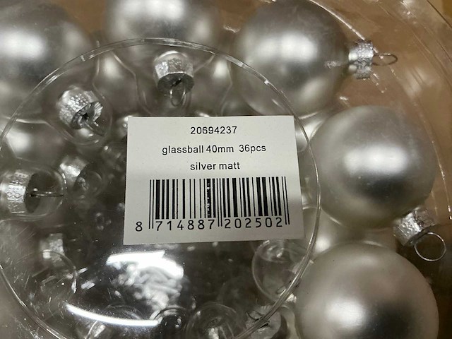 Partij diverse glazen kerstballen 40mm 36/tube (96 tubes) - afbeelding 5 van  16