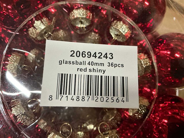 Partij diverse glazen kerstballen 40mm 36/tube (96 tubes) - afbeelding 8 van  16