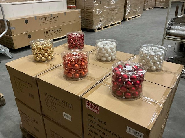 Partij diverse glazen kerstballen 40mm 36/tube (96 tubes) - afbeelding 1 van  16