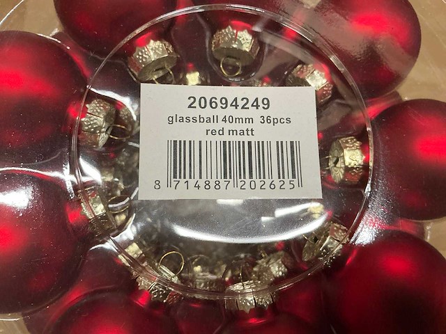 Partij diverse glazen kerstballen 40mm 36/tube (96 tubes) - afbeelding 15 van  16