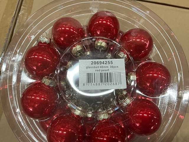 Partij diverse glazen kerstballen 40mm 36/tube (96 tubes) - afbeelding 1 van  2