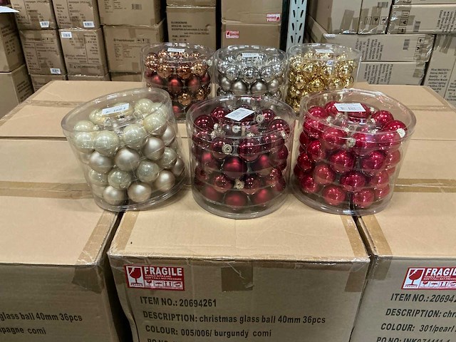 Partij diverse glazen kerstballen 40mm 36/tube (96x) - afbeelding 4 van  15