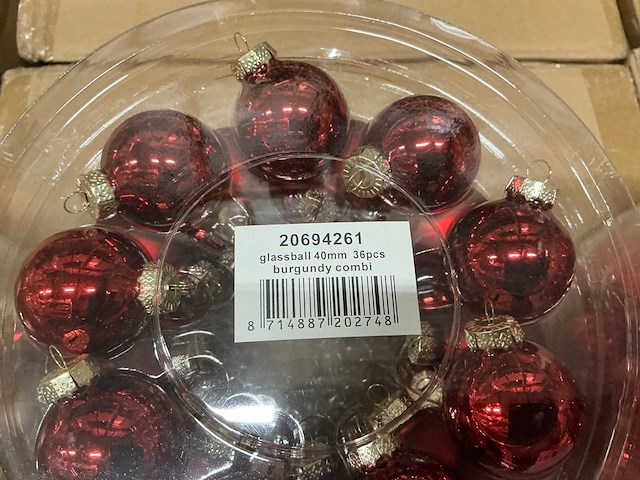Partij diverse glazen kerstballen 40mm 36/tube (96x) - afbeelding 6 van  15