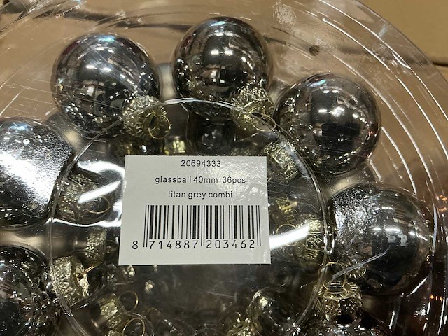 Partij diverse glazen kerstballen 40mm 36/tube (96x) - afbeelding 2 van  15