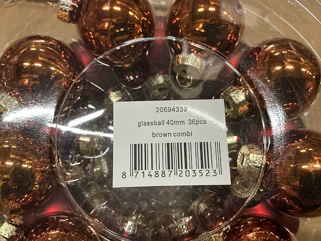 Partij diverse glazen kerstballen 40mm 36/tube (96x) - afbeelding 3 van  15