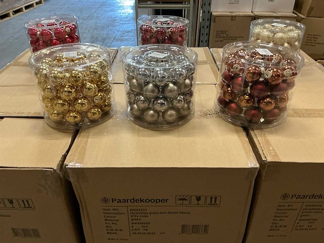 Partij diverse glazen kerstballen 40mm 36/tube (96x) - afbeelding 14 van  15