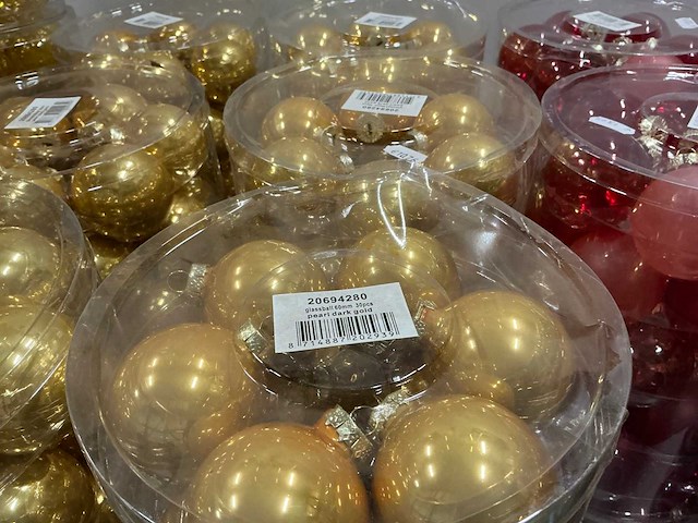 Partij diverse glazen kerstballen 60mm 30/tube (82 tubes) - afbeelding 1 van  14