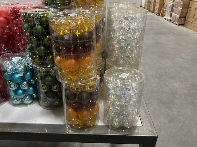 Partij diverse glazen kerstballen 60mm 30/tube (82 tubes) - afbeelding 6 van  14